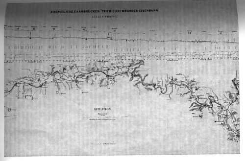 Saartahbahn Knigliche Saarbrcken - Trier -Luxemburger Eisenbahn (Lngenprofil, Situation)
