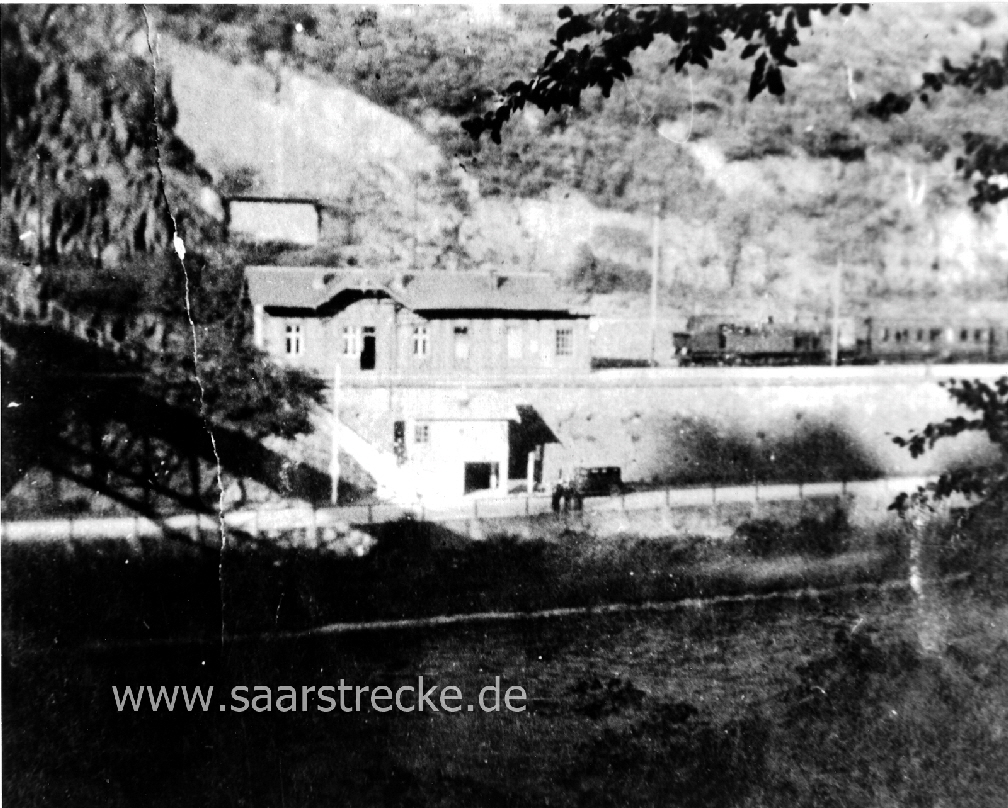 Bahnhof Taben mit Stellwerk und Grenzstation (Deutschland / Saargebiet; vor 1935)